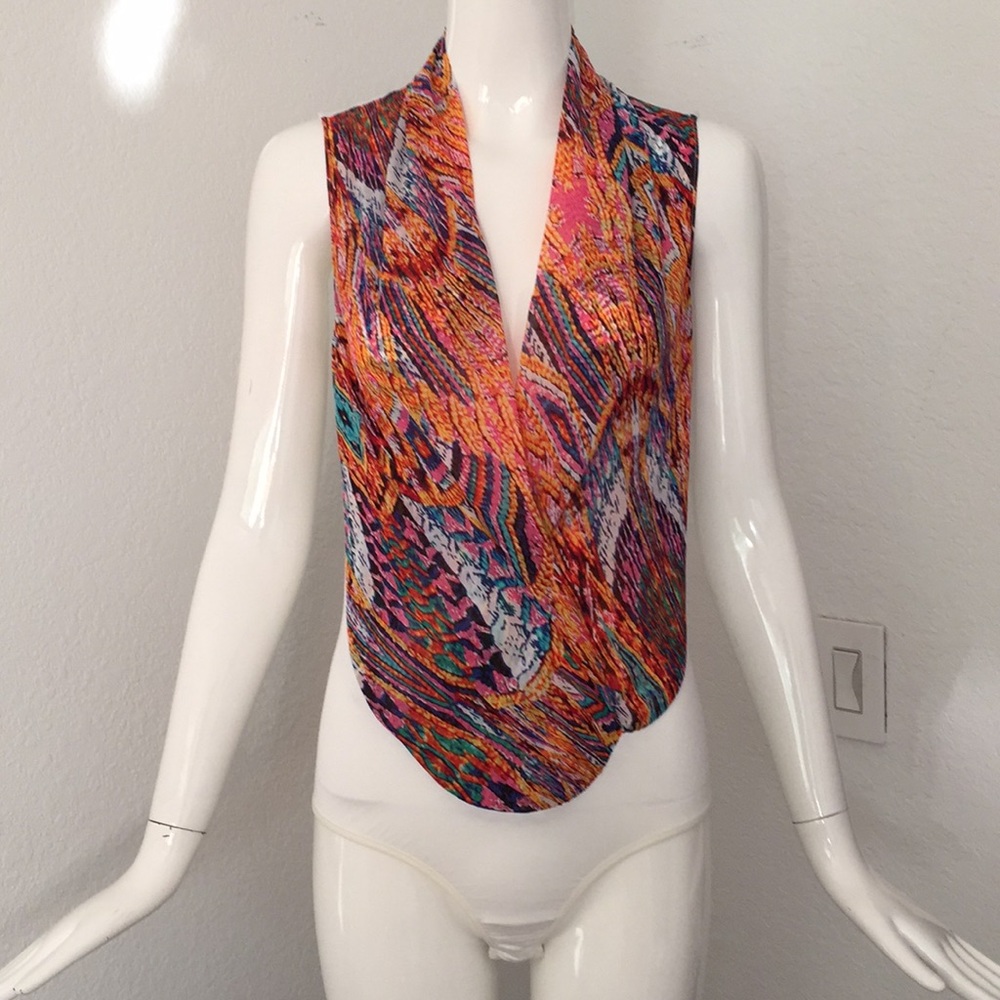 Bebe multi color wrap bodysuit